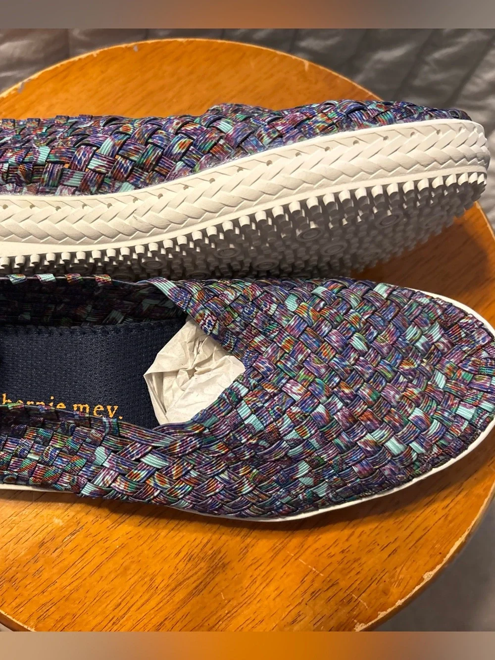 Bernie Mev Womens Multicolored Woven Slip On Shoe Size US 7 EU 38